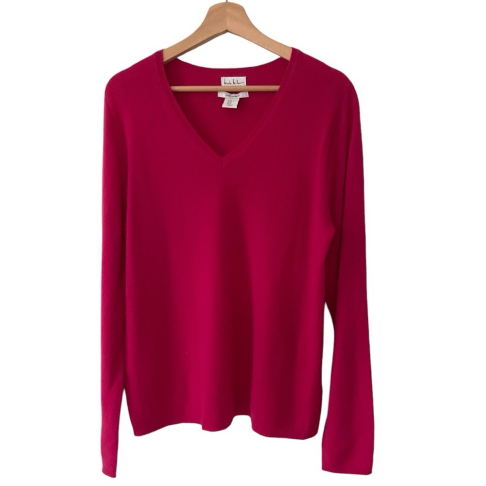 Nicole Miller XL Cashmere Sweater pink cranberry red color